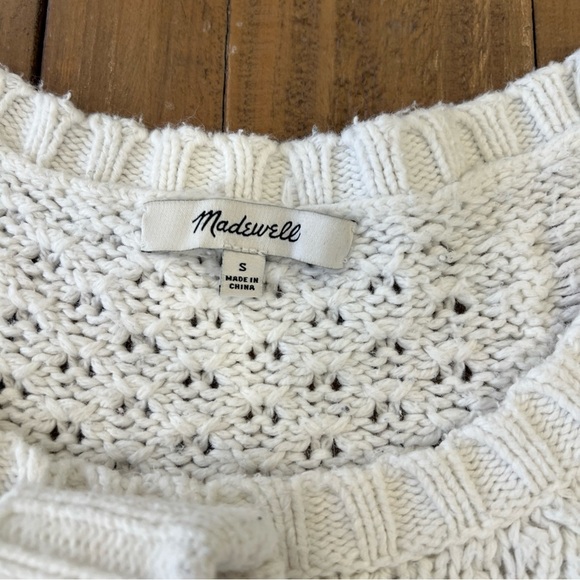 Madewell open knit fisherman white crewneck pullover sweater women’s small - Picture 6 of 10